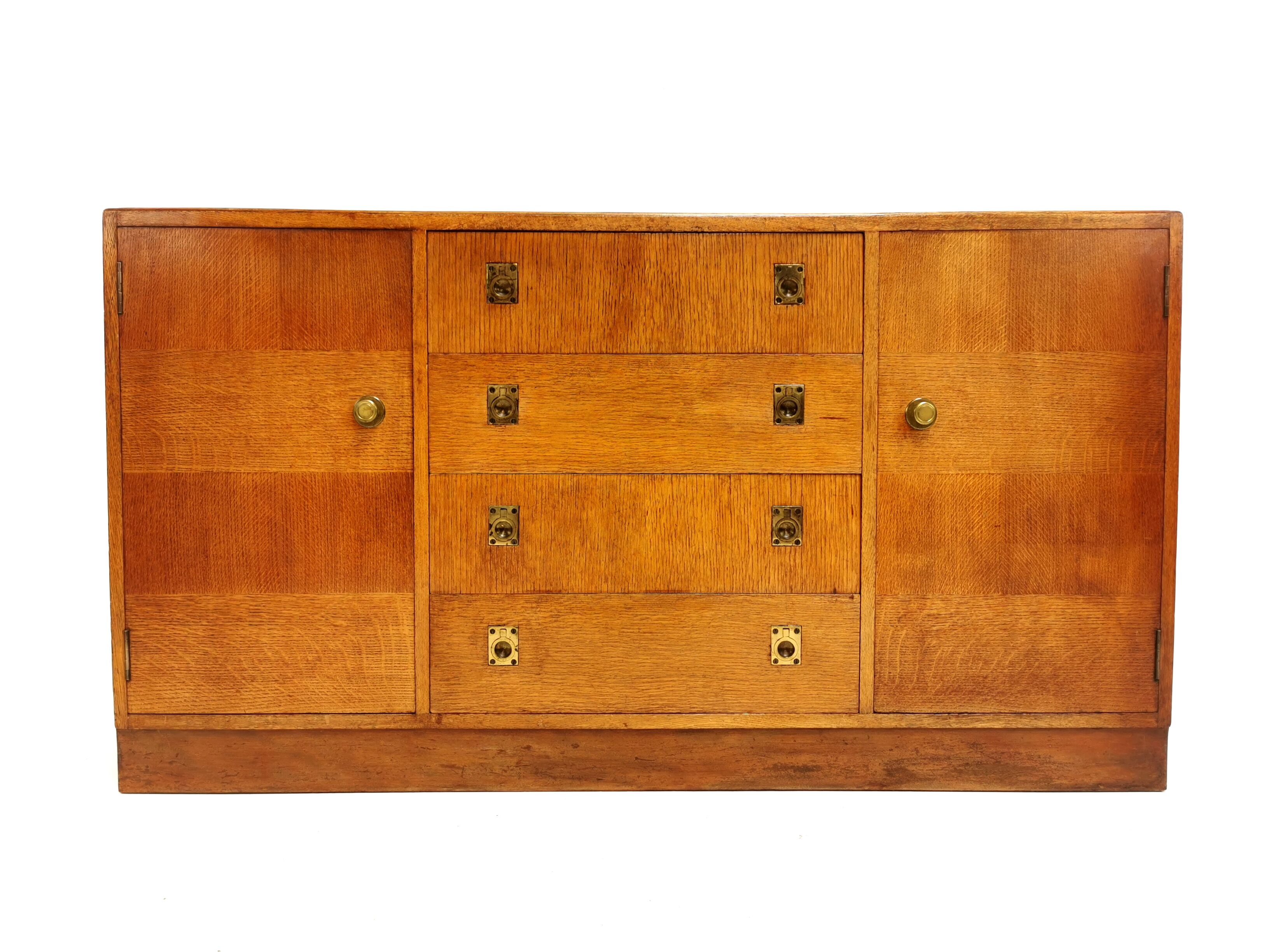 Art deco oak sideboard military campaign heals