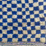 Moroccan Berber checkered carpet Klein blue and white