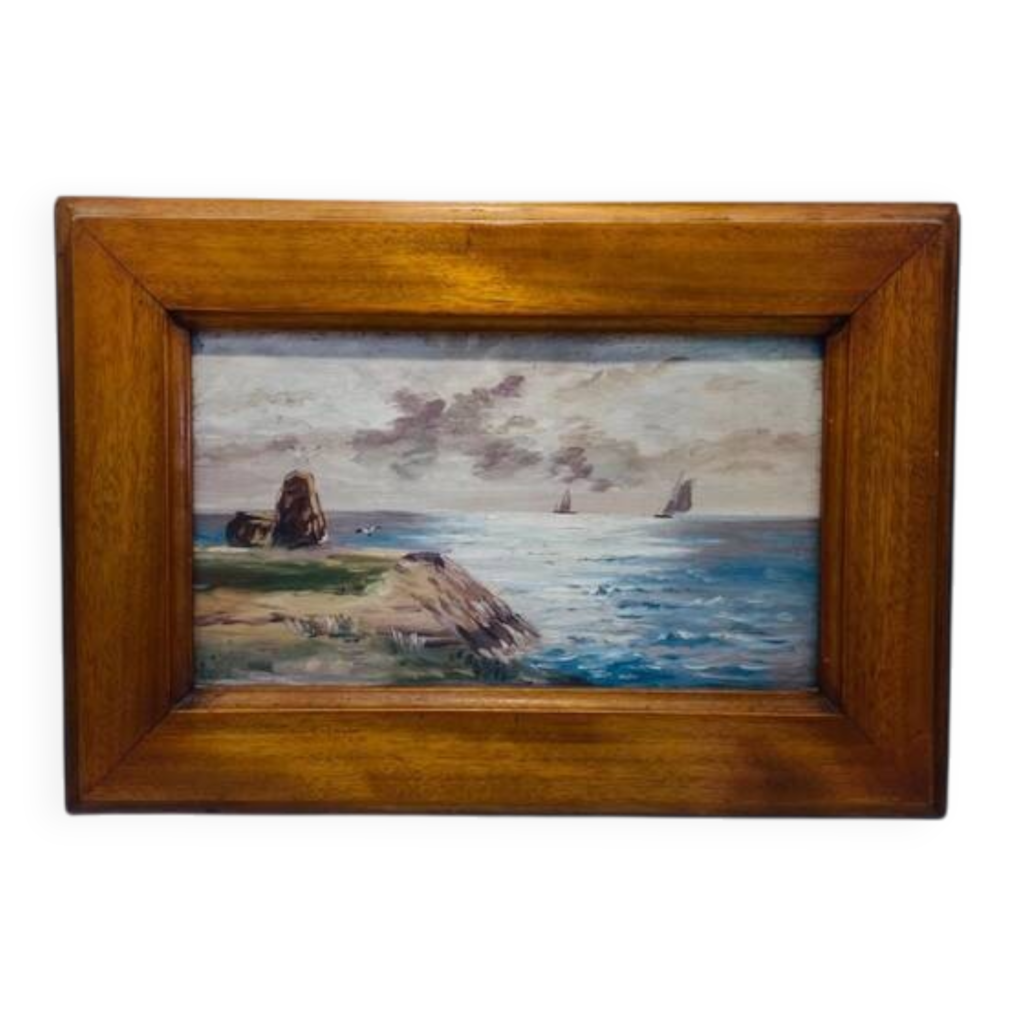Painting: seascape - seaside in Brittany signed À Jabiol around 1900