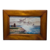 Painting: seascape - seaside in Brittany signed À Jabiol around 1900