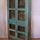 Old showcase in original blue patina Burmese teak