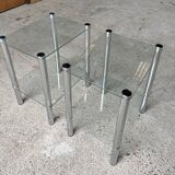 2 vintage 1980 rectangular sofa ends 2 translucent trays round tube