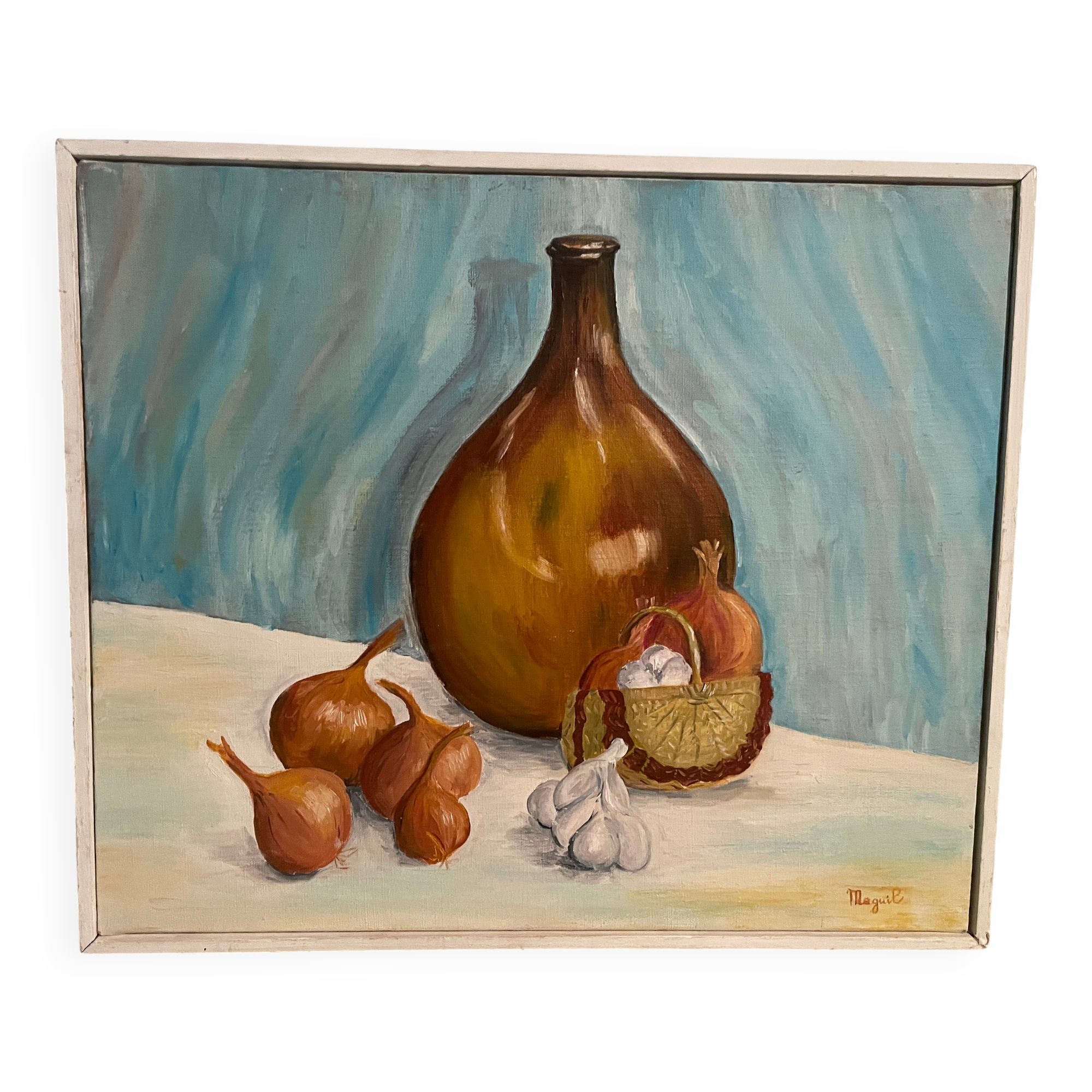 Still life with garlic and onions