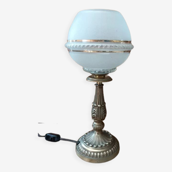Bedside lamp sandblasted glass edging gilded art deco bronze gilded patinated dp 0423032