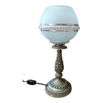 Bedside lamp sandblasted glass edging gilded art deco bronze gilded patinated dp 0423032