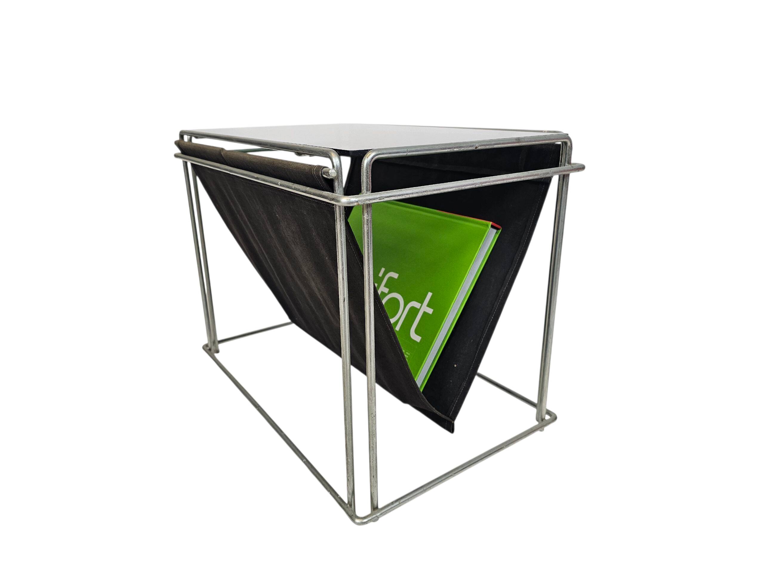 Max Sauze studio - side table - magazine rack - metal - glass - 70s