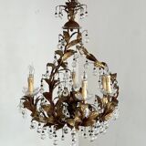 Chandelier with tassels and golden brass