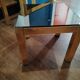 Vintage nesting table in gold metal and smoked mirror glass