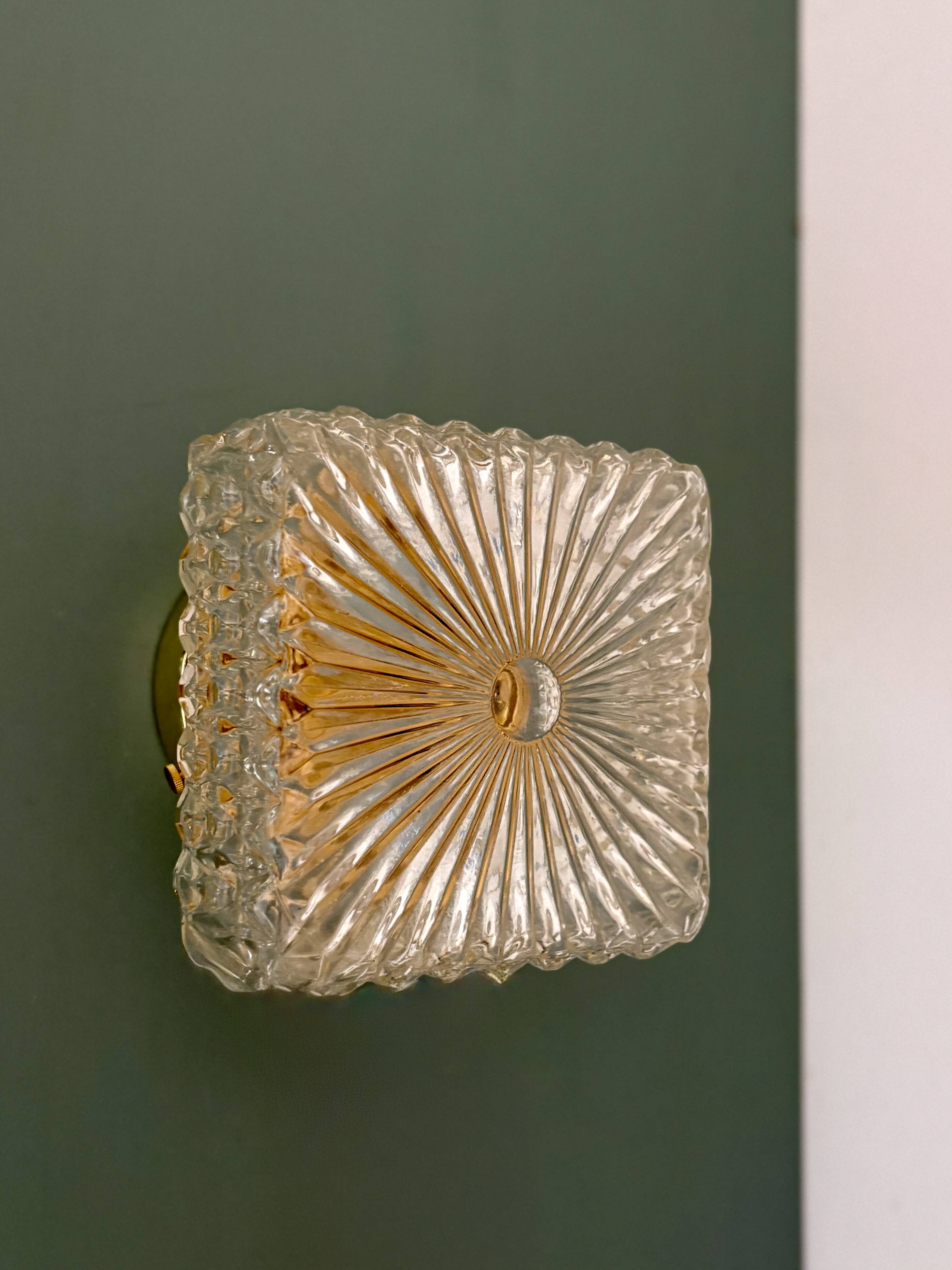 Vintage square glass globe wall/ceiling light.