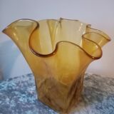 Old vintage mouth-blown glass vase, Scandinavian style, 60s