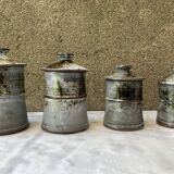 Series of 4 vintage Loir sandstone pots Thierry and Chantal Robert