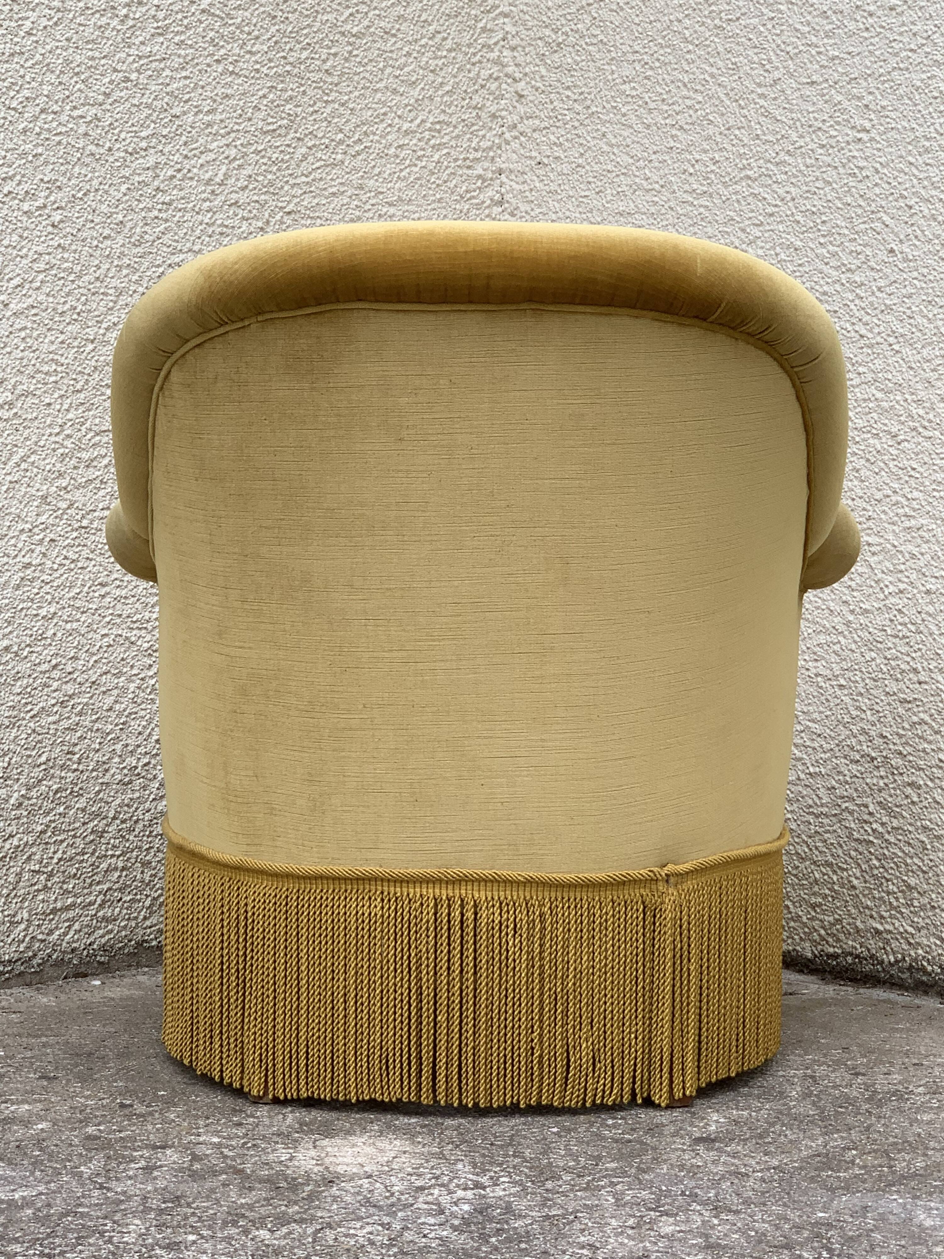 Golden velvet toad armchair