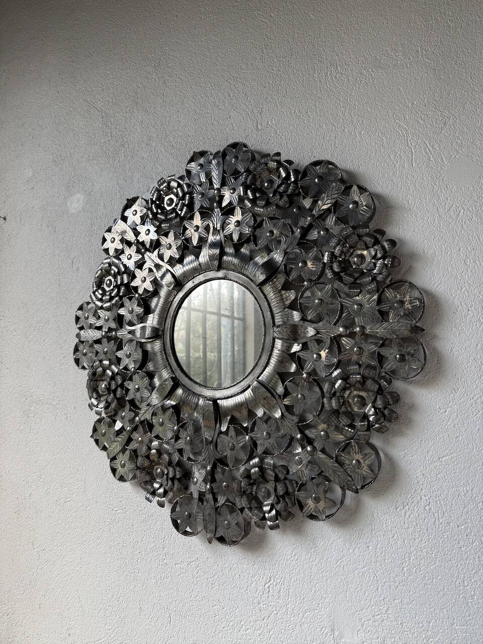 Vintage Mexican metal large mirror