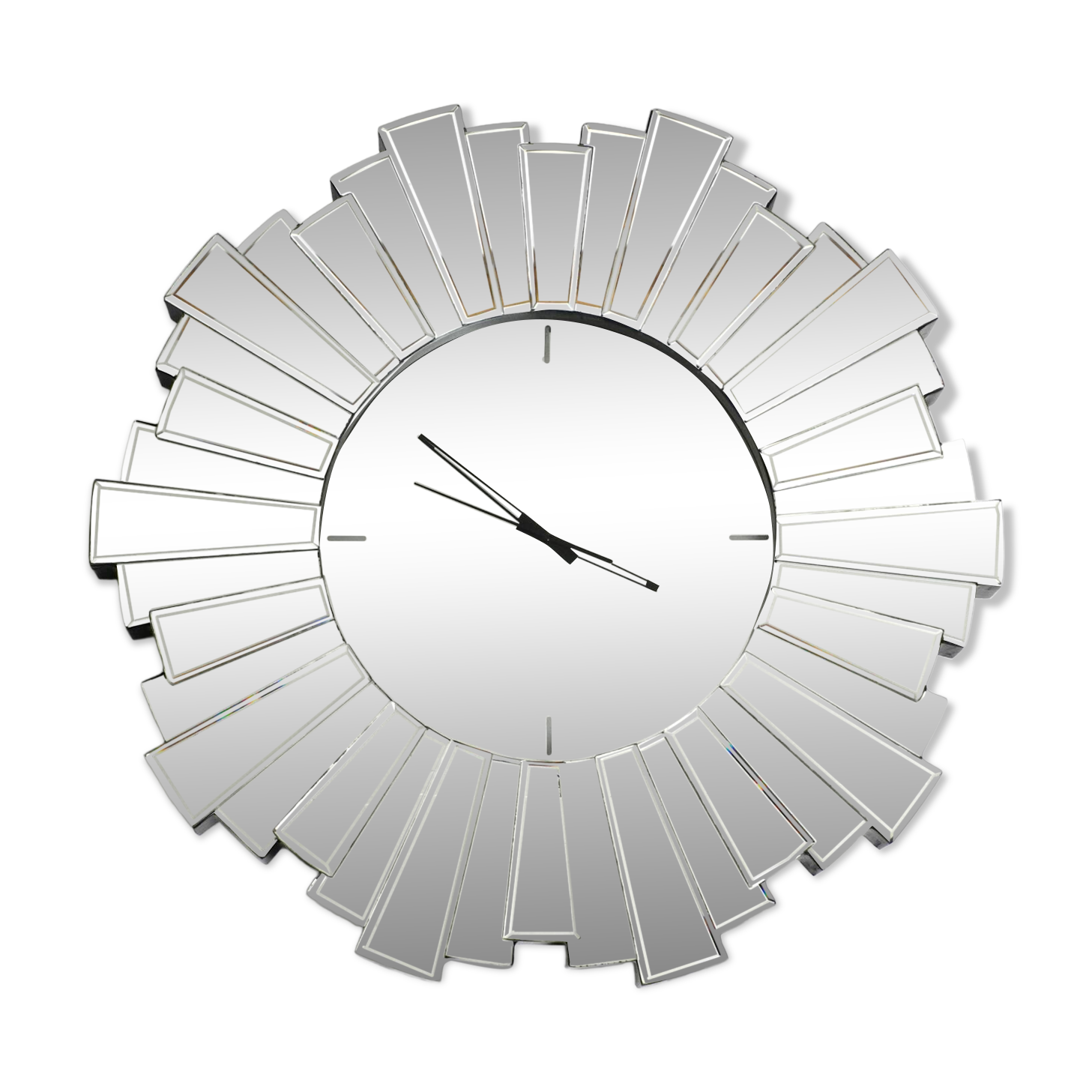 Gigantic rare heavy Sunburst mirror wall clock from the 1970s | Ø 70 cm