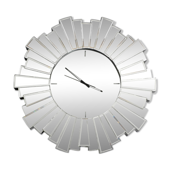 Gigantic rare heavy Sunburst mirror wall clock from the 1970s | Ø 70 cm