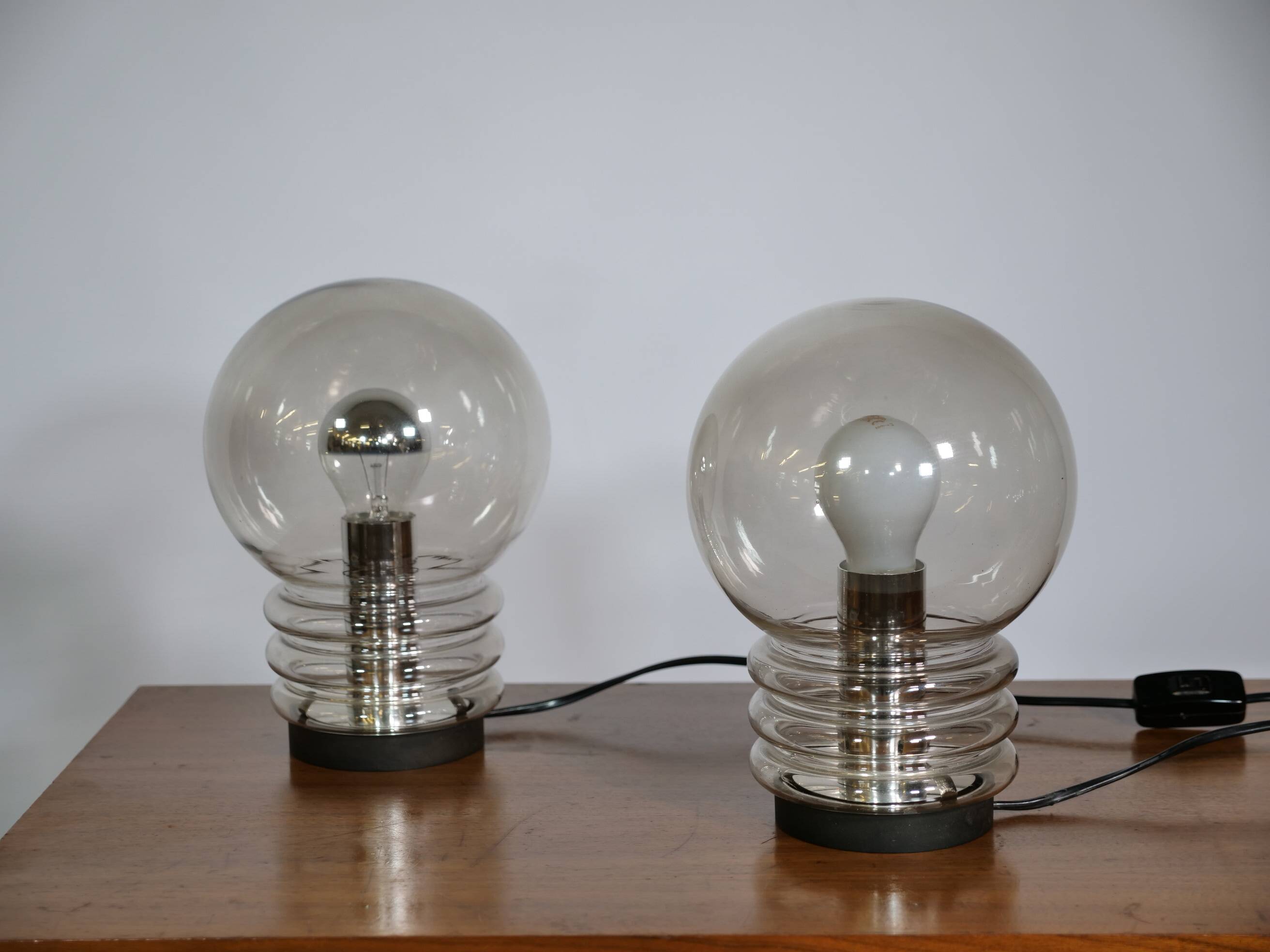 Space Age Design Glass Table Lamps by Glashütte Limburg, Set of 2, 1970s