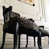 Restored Louis XV-style leopard convertible chairs