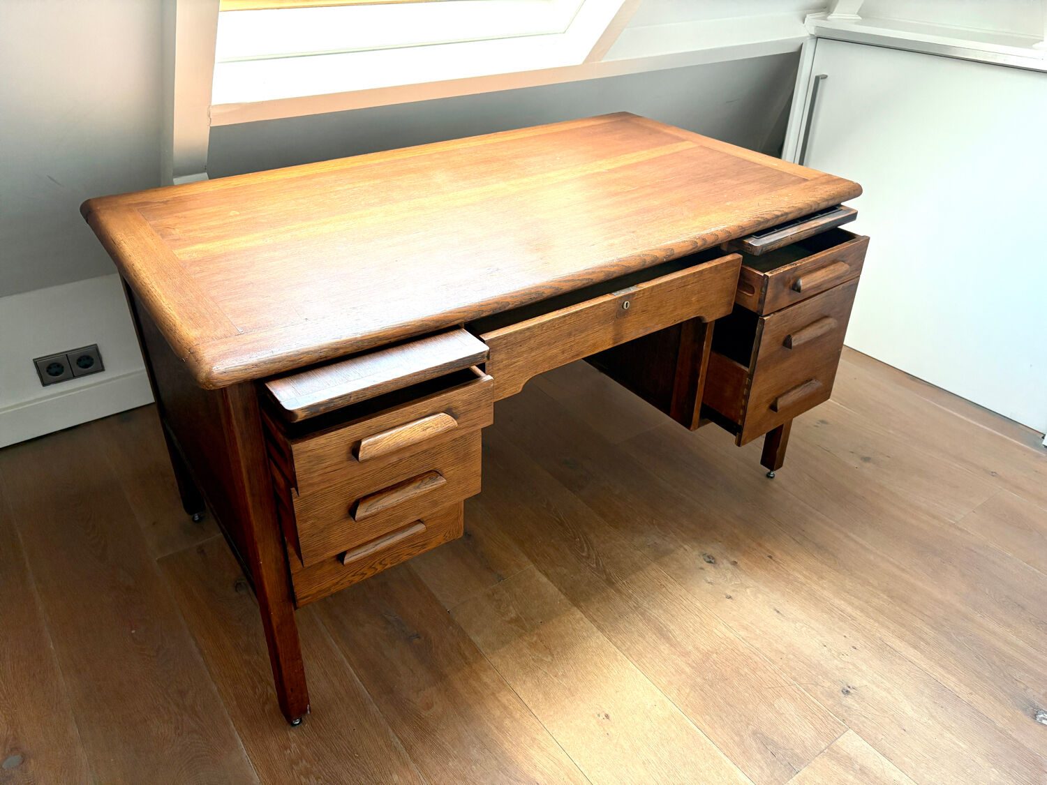 Oak english desk vintage teacher desk abbes