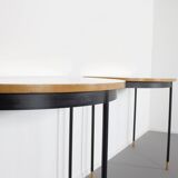 Pair of Italian Sunburst Veneered Consoles / Side Tables, 1960s