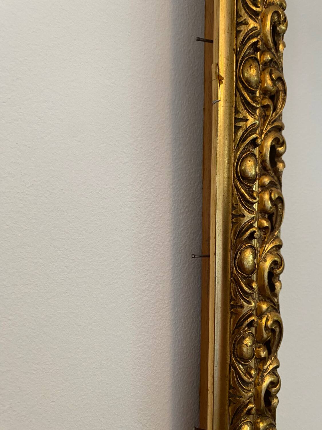 Old gilded carved wooden frame