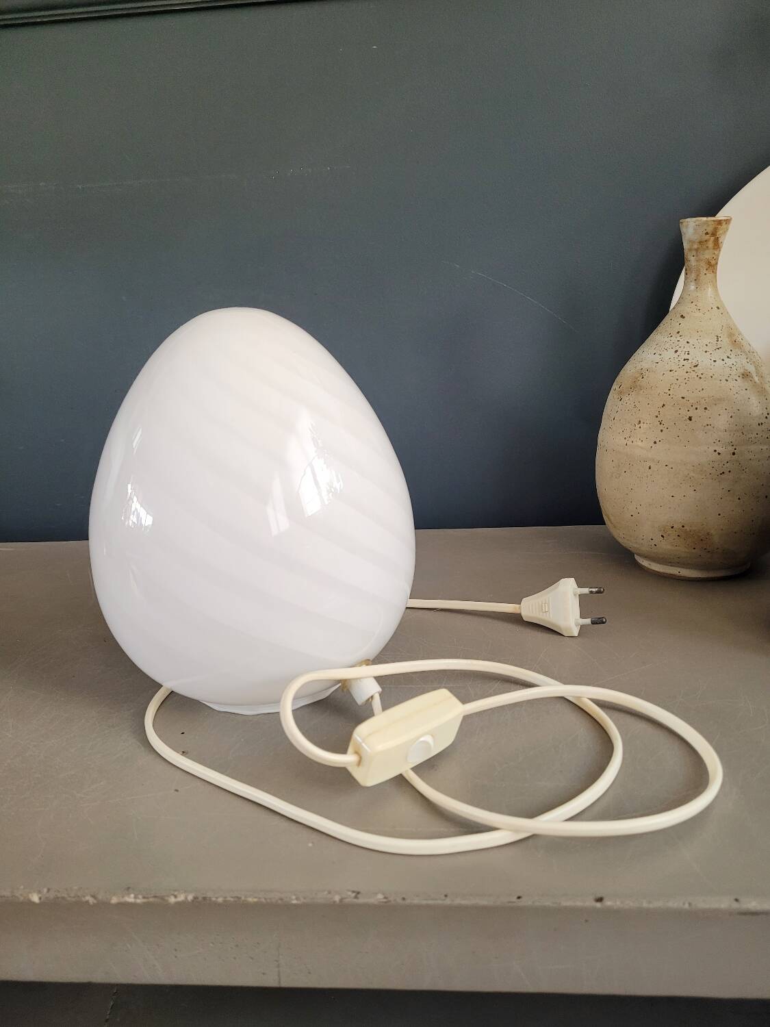 Lampe egg spirale en verre de Murano