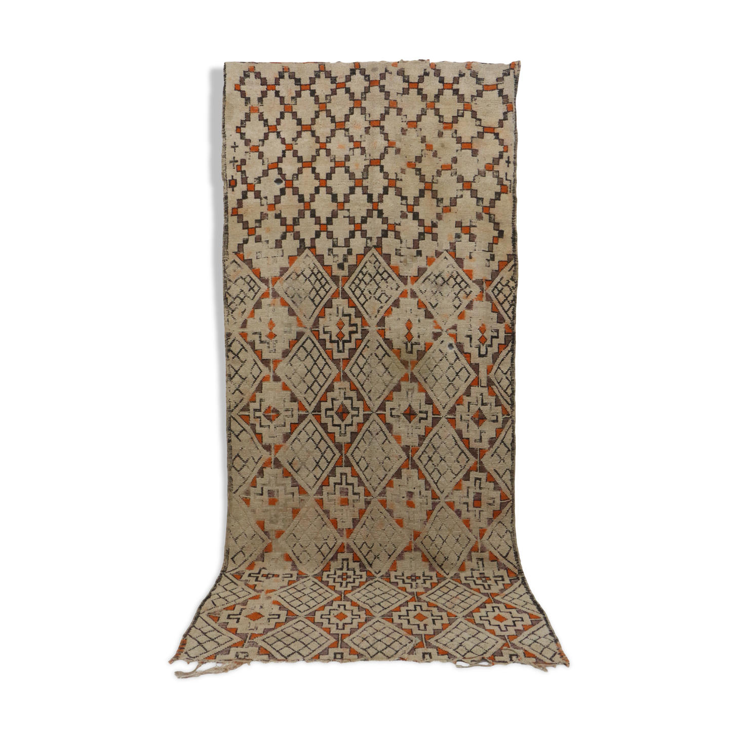Tapis marocain beni ouarain ancien  185 x 417 cm