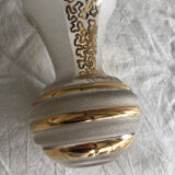 Glass vase with bands and golden patterns Vintage