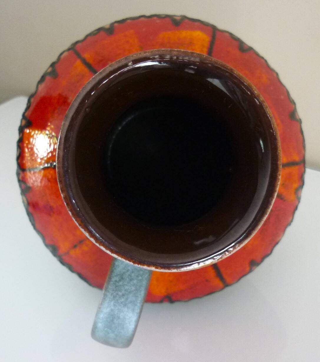 Enameled ceramic pitcher vase, Carstens West Germany, 60s/70s design