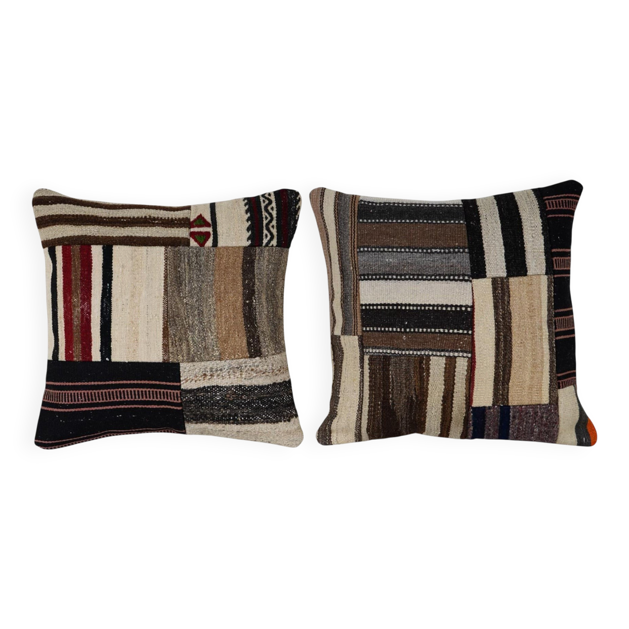 Set of 2 vintage kilim cushion covers 48x48 cm