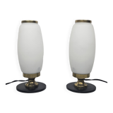 Italian Pair of Small Opaline Glass Table or Bedside Lights, 1950's