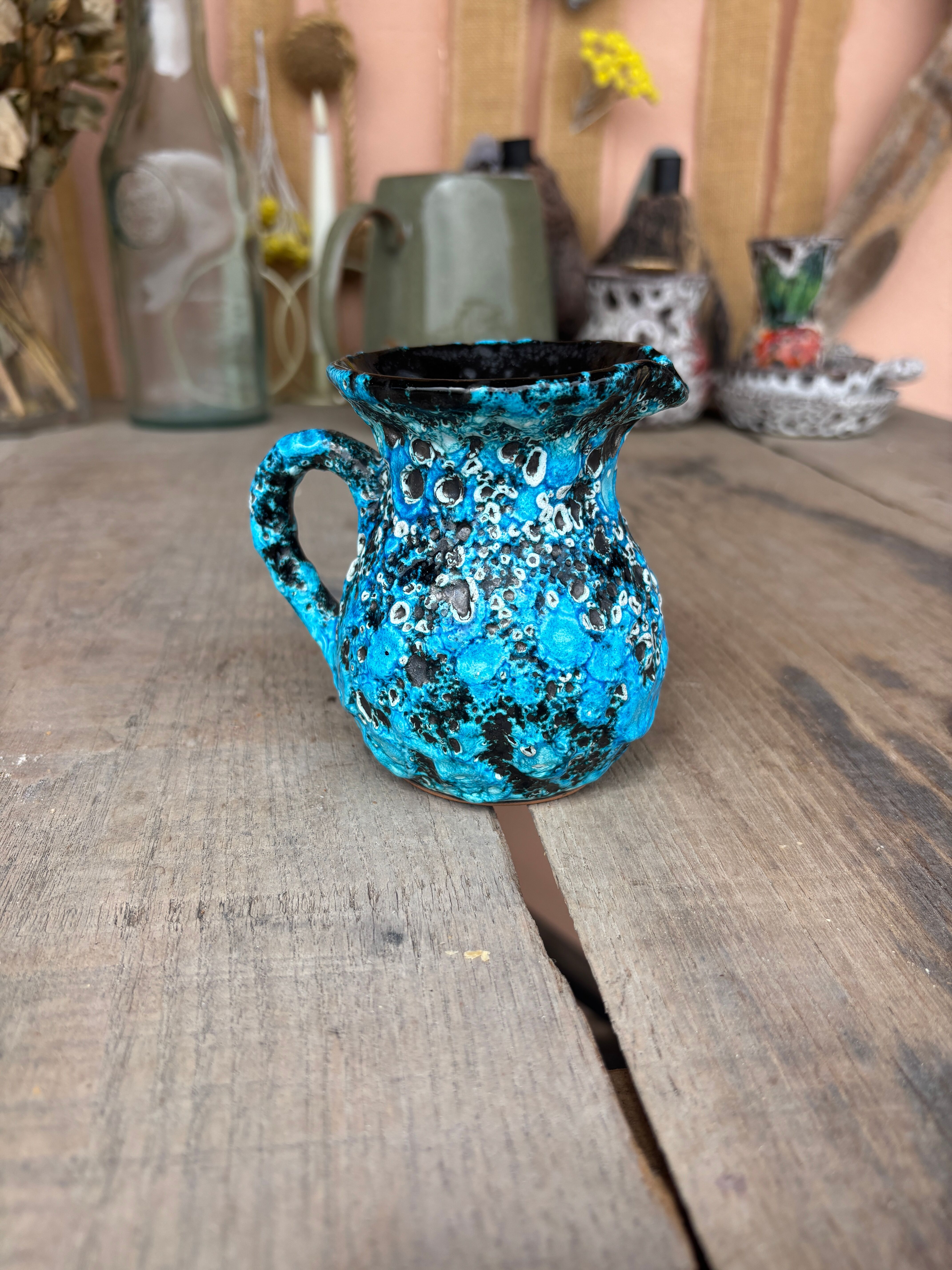 Vase style La Roue Vallauris – vintage turquoise ceramic
