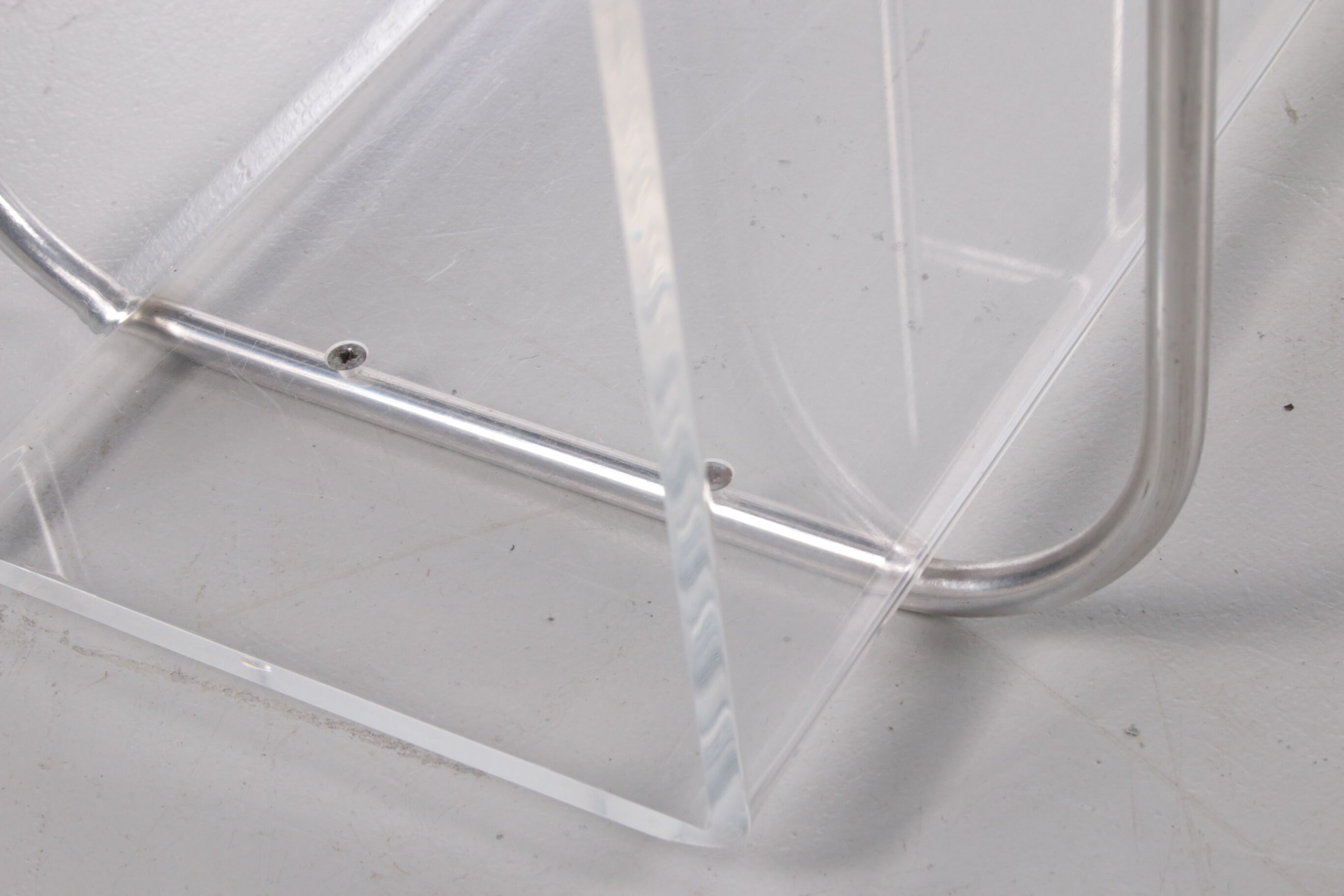 Plexiglass Storage rack with metal accents, 1970