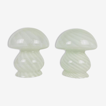 Pair of mushroom glass lamps from Murano Vetri dArte, Italy 70s