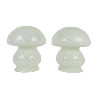 Pair of mushroom glass lamps from Murano Vetri dArte, Italy 70s