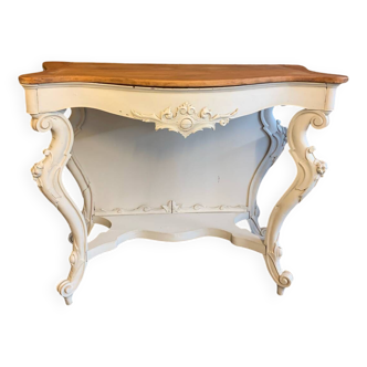 Beige console style with wooden top