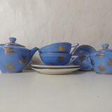 Head to head service porcelain limoges blue and gold