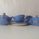 Head to head service porcelain limoges blue and gold