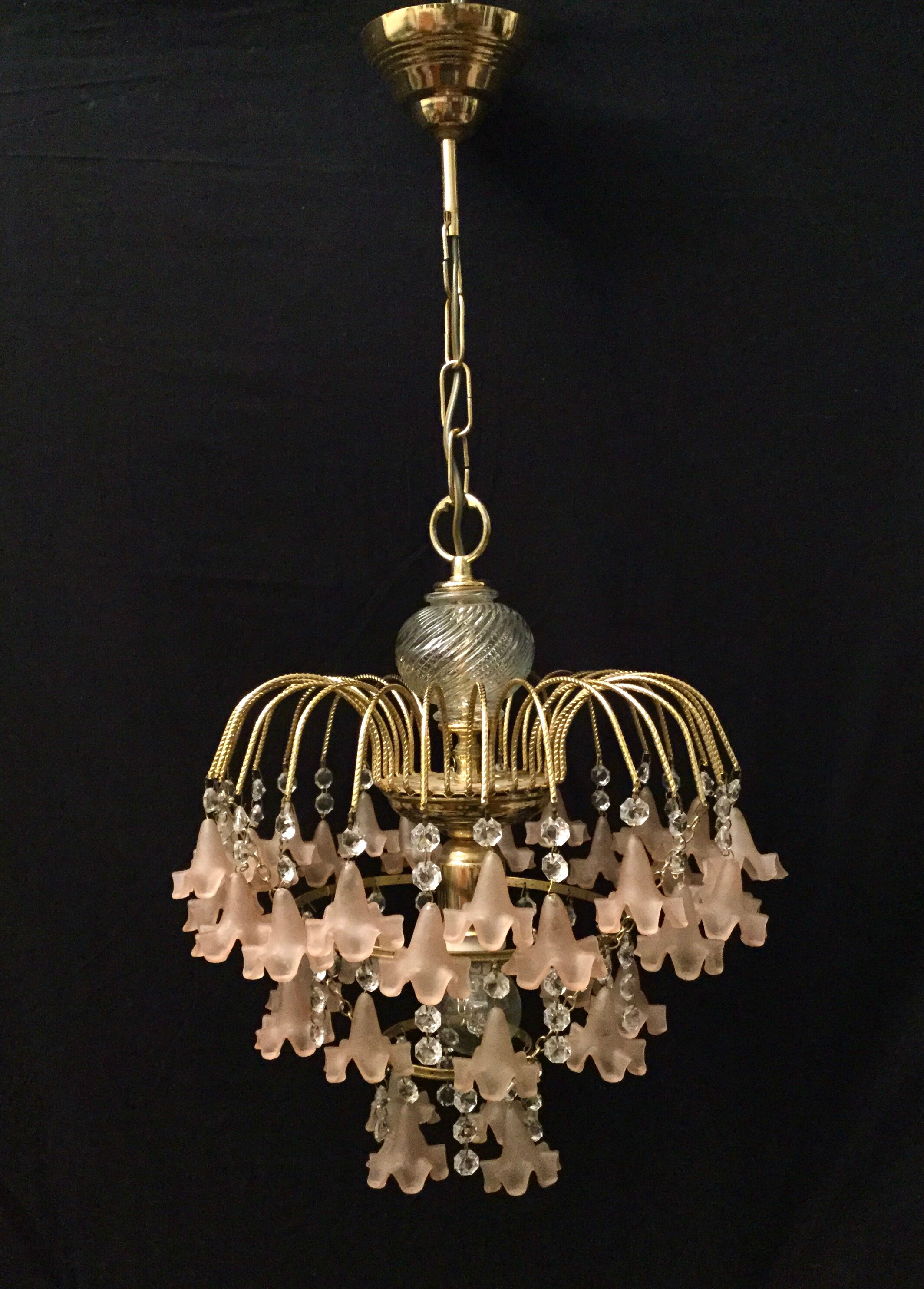 Pink stamps chandelier, 1970s
