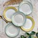 5 Small vintage mismatched yellow and green plates 1950
