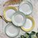 5 Small vintage mismatched yellow and green plates 1950