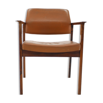 1960s Leather Palisander Side or Desk Chair, Denmark