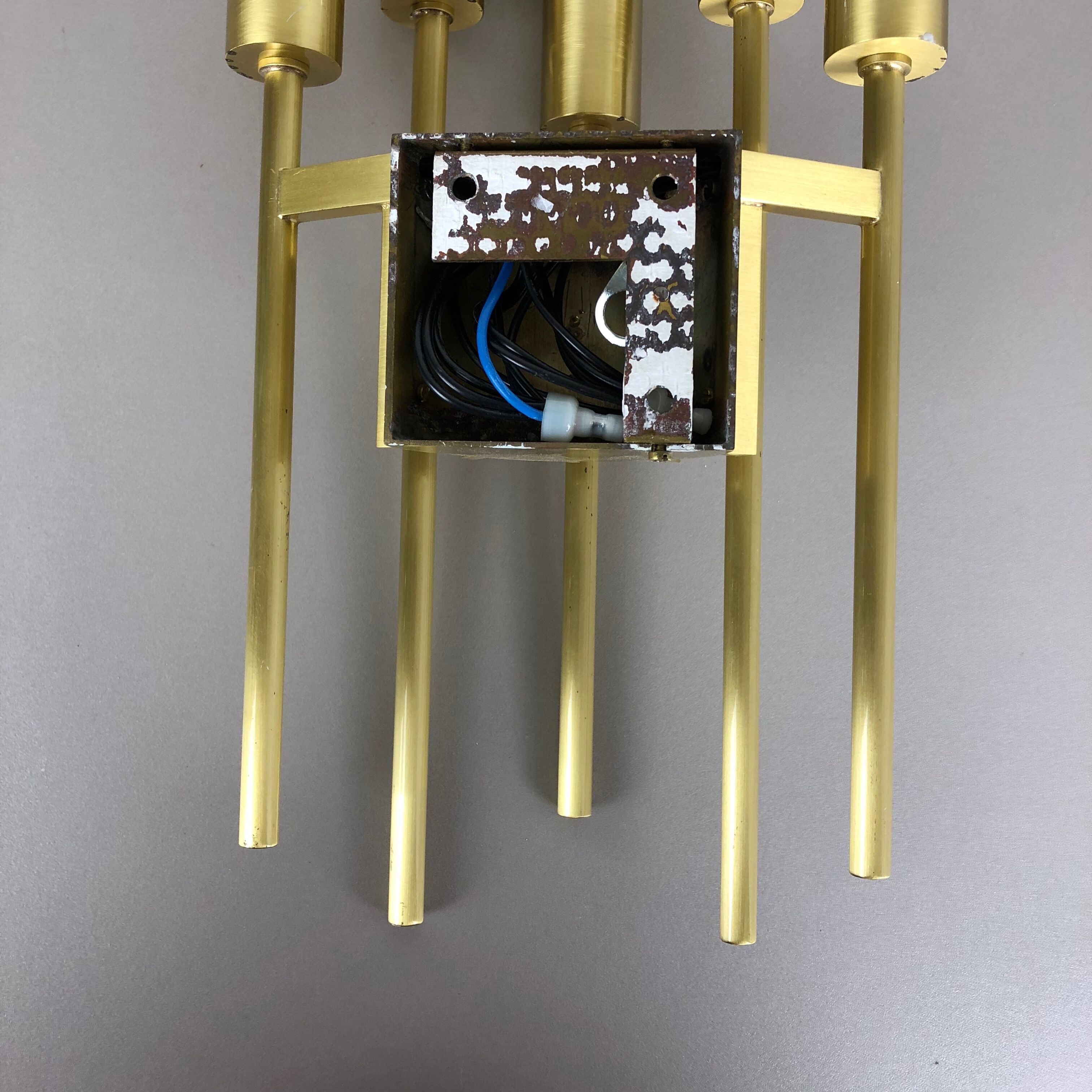 Brass Italian Stillovo Style Theatre Wall Ceiling Light Sconces, Italy, 1970s