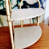 Corner wicker shelf