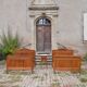 Pair of beds and Art Nouveau bedside in oak, France, circa 1910