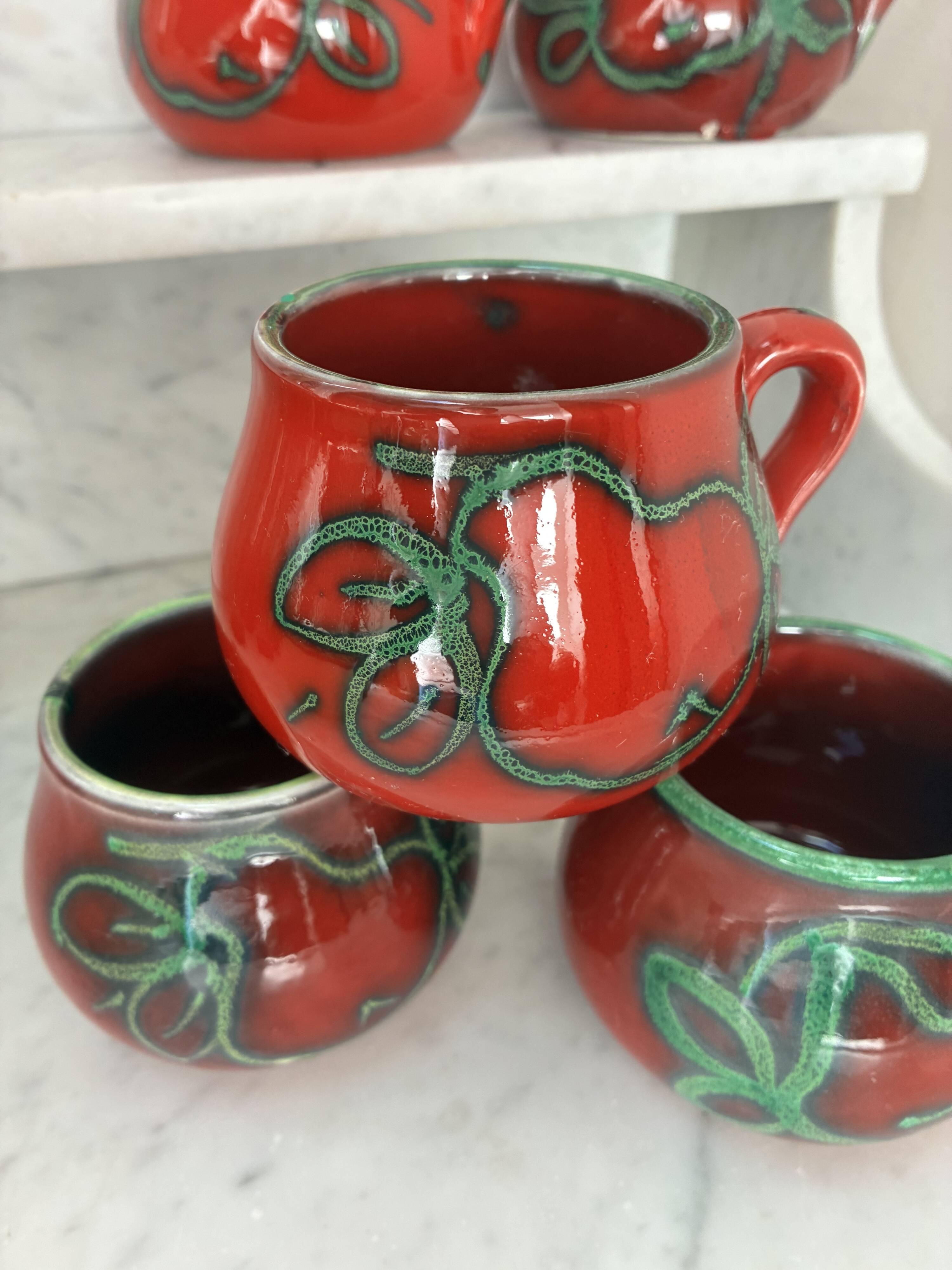 Vintage Italy handmade glazed ceramic cups