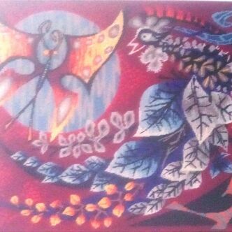 Canvas year 1970 "the bird and the butterfly"