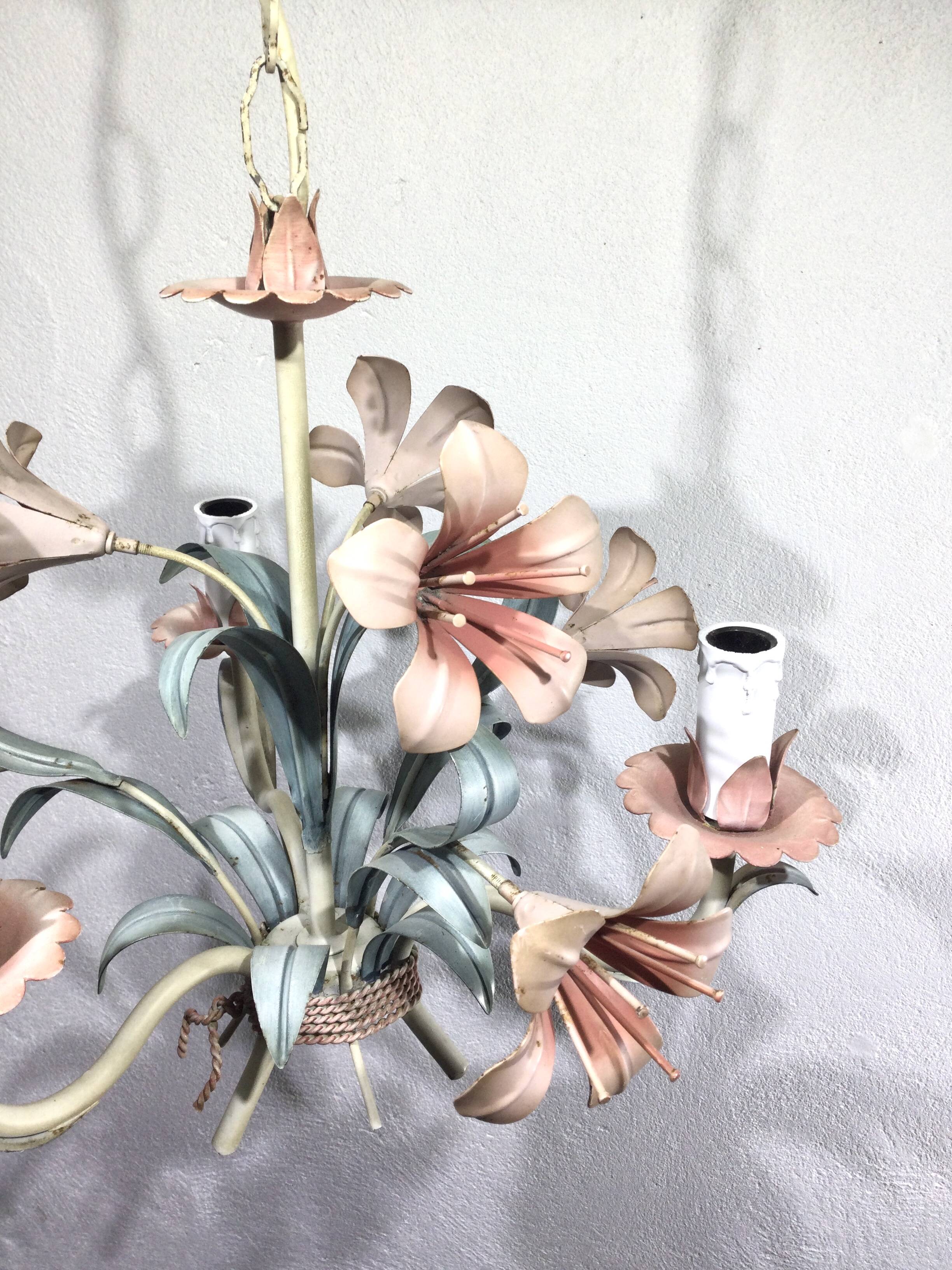 3-light wrought iron chandelier