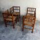 Set of 4 brutalist oak armchairs, 1950s