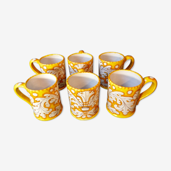 Lot de 6 mugs céramique " giacomini orvieto " Italie