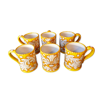 Set of 6 mugs ceramics "giacomini orvieto" Italy